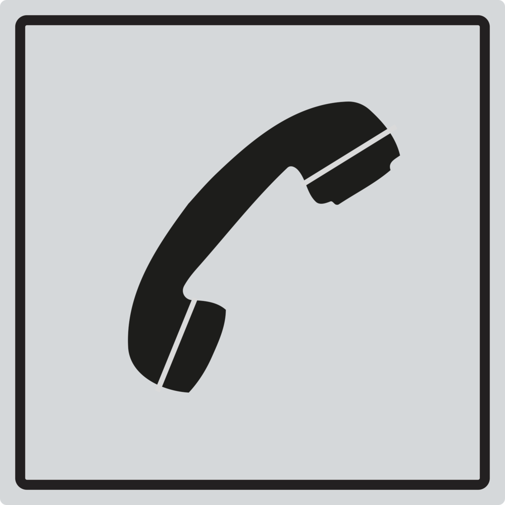 Skilt med piktogram for Telefon - Rustfritt stål