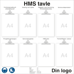 HMS tavle med klyper til byggeplassen - Aluminium - 950 x 950 mm