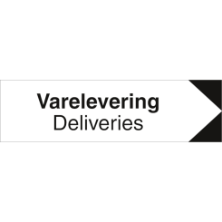HMS Byggeplasskilt: Varelevering/ Deliveries - Retningsskilt høyre