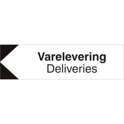 HMS Byggeplasskilt: Varelevering/ Deliveries - Retningsskilt venstre