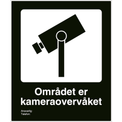 Området er kameraovervåket skilt - Privatrettslig opplysningsskilt