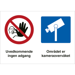Kameraovervåket område skilt - kombiskilt - 297 x 420 - Refleks Alu.