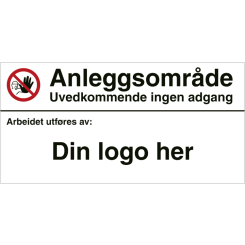 HMS Byggeplasskilt: Anleggsområde - med logo - PVC Duk - 1000 x 2000 mm