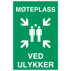 HMS Byggeplasskilt: Møteplass ved Ulykker - Refleks alu-sandwichplate - 600 x 400 mm