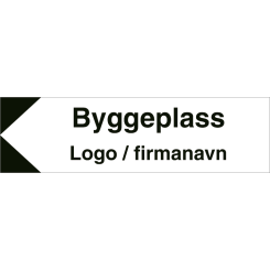 HMS Byggeplasskilt: Byggeplass til venstre med logo - Refleks alu-sandwichplate - 225 x 800 mm