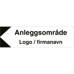 HMS Byggeplasskilt: Anleggsområde til venstre med logo - Refleks alu-sandwichplate - 225 x 800 mm