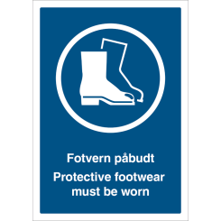 Påbudtskilt - Fotvern påbudt - Protective footwear must be worn