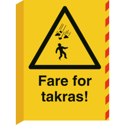 Fareskilt - Fare for takras! - Refleks aluminium - 594 x 420 mm