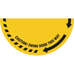Caution! Swing door this way - Gulvskilt, Ø1800 mm