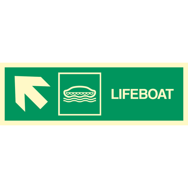 Lifeboat arrow up left - IMO Direction sign - IMPA 334302
