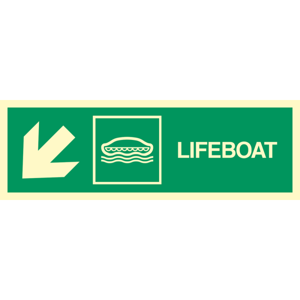 Lifeboat arrow down left - IMO Direction sign - IMPA 334306