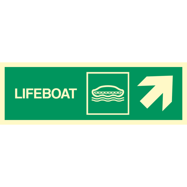 Lifeboat arrow up right - IMO Direction sign - IMPA 334303