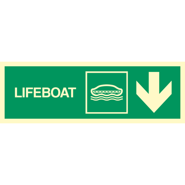 Direction sign - Lifeboat arrow down right 