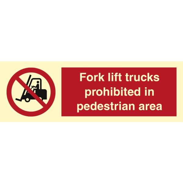 Fork lift trucks prohibited in pedestrian area - IMO Prohibition sign - IMPA 338587