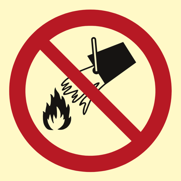 Do not extinguish with water - IMO Prohibition sign - IMPA 338509