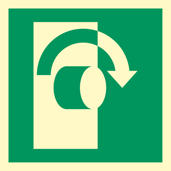 Turn clockwise to open - IMO sign
