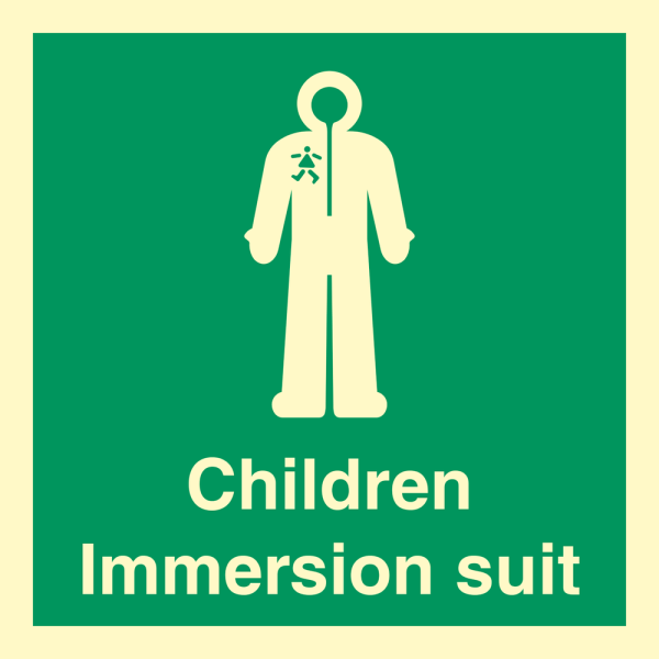 IMO-skilt - Children Immersion suit