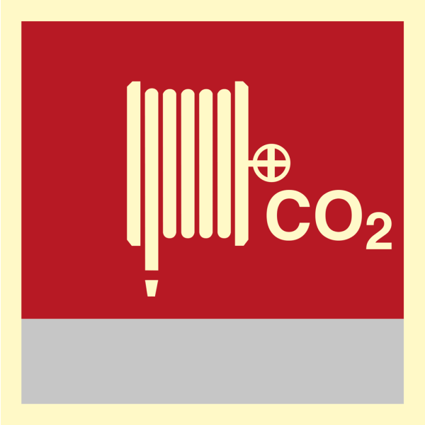 Fire hose and nozzle CO2 - IMO Fire Control sign