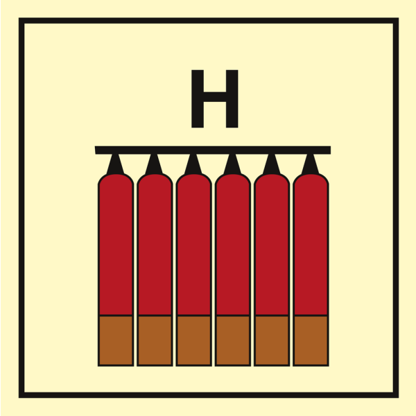 Fixed halon fire extinguisher battery - IMO Fire Control sign - IMPA 336828