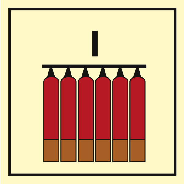 Fixed inergen fire extinguisher battery - IMO Fire Control sign