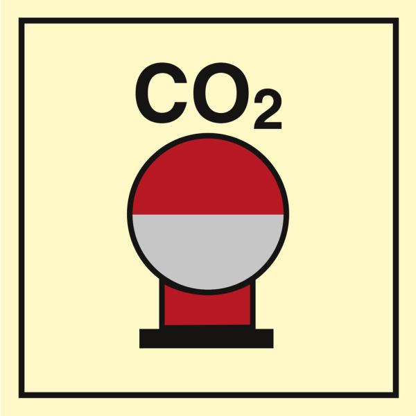 Fixed CO2 fire extinguishing bottle - IMO Fire Control sign - IMPA 336832