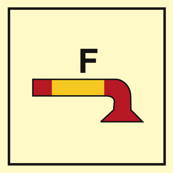 Space protected by foam - IMO Fire Control sign