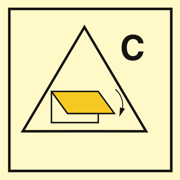 Fire control sign- Remote control for closing device for cargo spaces