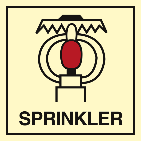 Space protected by sprinkler - IMO Fire Control sign - IMPA 336045