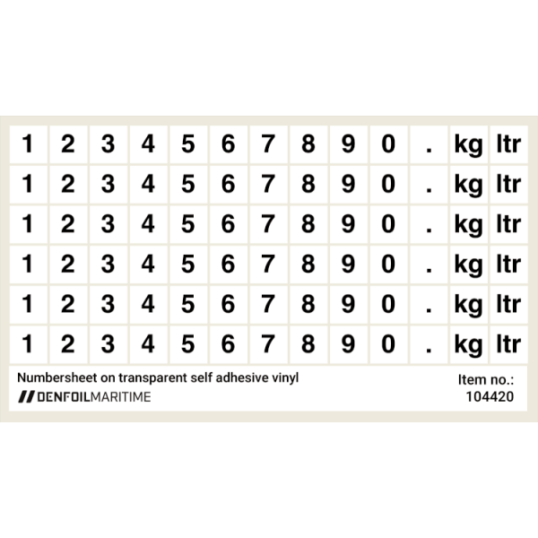 Numbers sheet  - Klar vinyl - 30 x 30 mm