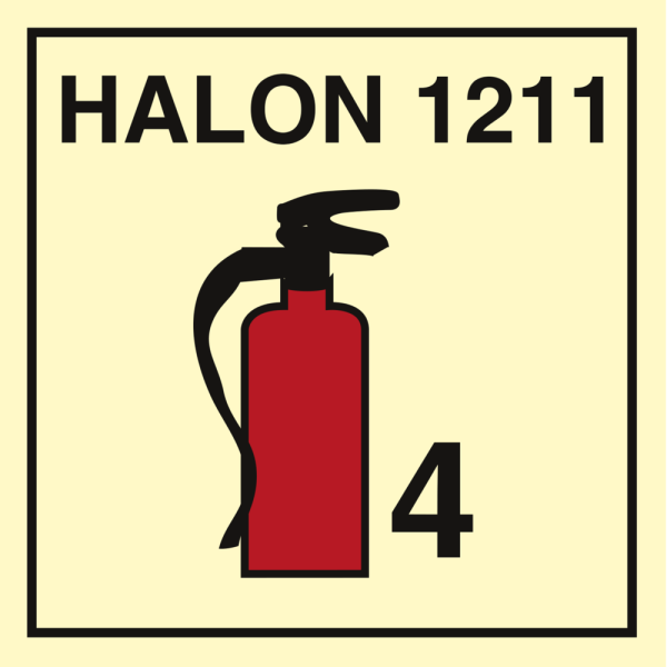 Portable fire extinguishers halon 1211 - 4 - IMO Fire Control sign - IMPA 336081
