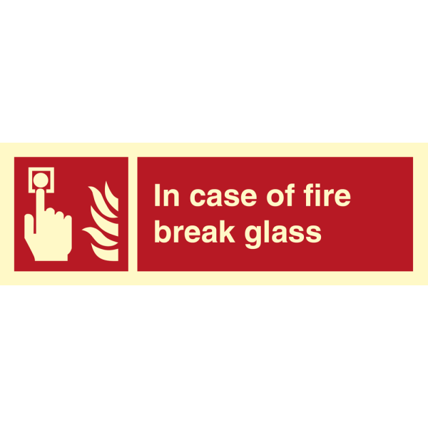In case of fire break glass - IMO Fire sign - IMPA 336143
