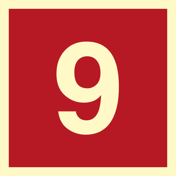 Number 9 - IMO Fire sign - IMPA 336259