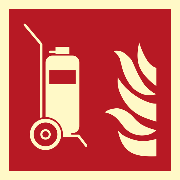 Fire sign- Wheeled fire extinguisher