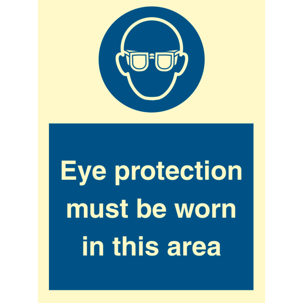 Eye protection must be worn in this area - IMO Mandatory sign - IMPA 335734