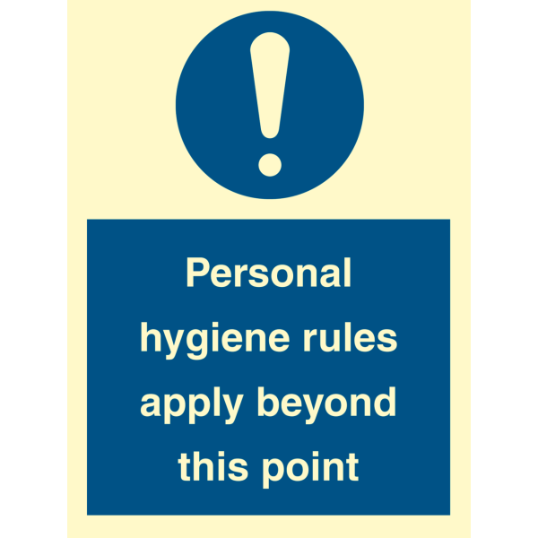 Personale hygiene rules apply beyond this point - IMO Mandatory sign - IMPA 335768