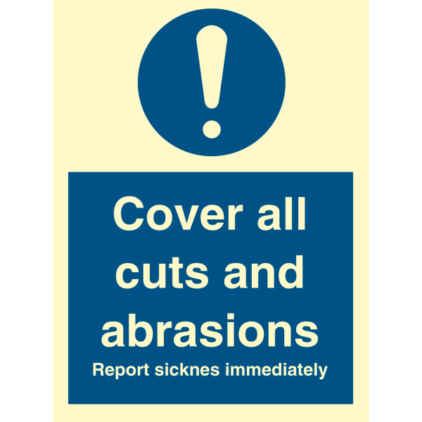 Cover all cuts and abrasions - IMO Mandatory sign - IMPA 335739