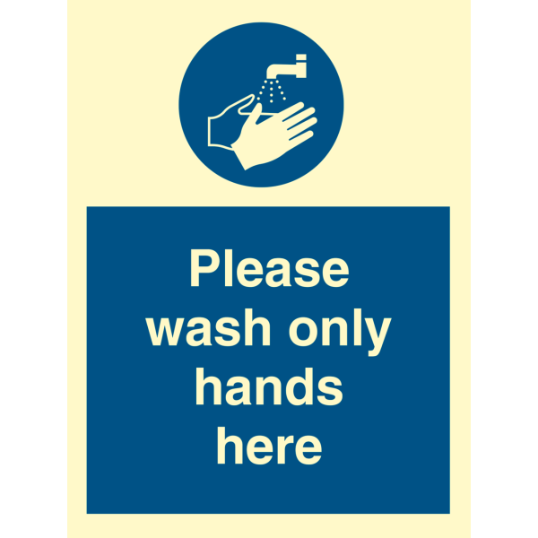 Please wash only hands here - IMO Mandatory sign - IMPA 335760