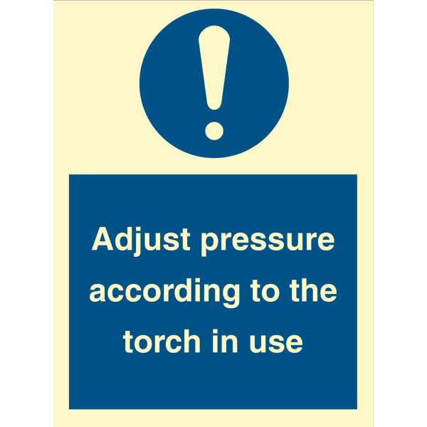 Adjust pressure according to - IMO Mandatory sign - IMPA 335874