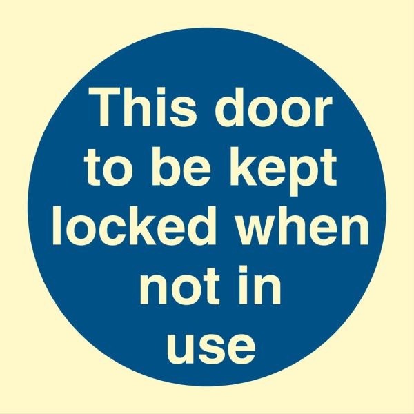 This door to be kept locked when not in use - IMO Mandatory sign - IMPA 335805
