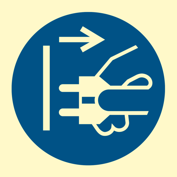Disconnect mains plug from electrical outlet - IMO Mandatory sign