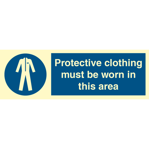 Protective clothing must be worn in this area - IMO Mandatory sign - IMPA 335677