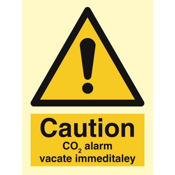 Caution CO2 alarm vacate immediately - IMO Hazard & Warning sign