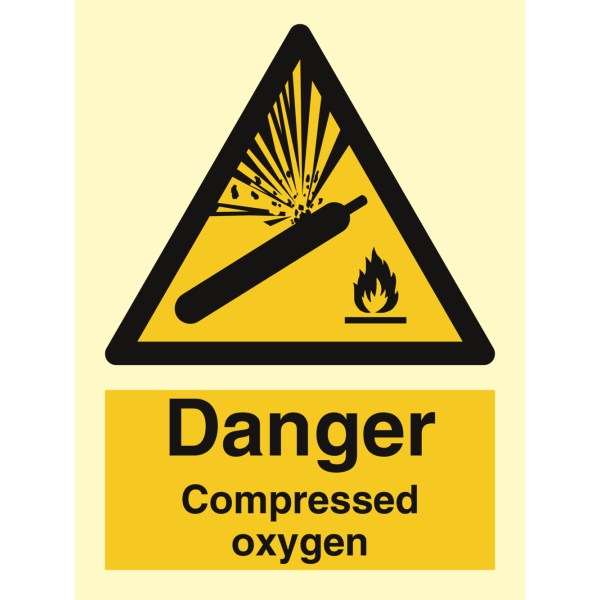 Danger Compressed oxygen - IMO Hazard & Warning sign - IMPA 337585