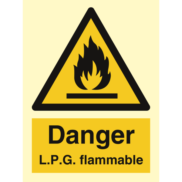 Danger L.P.G flammable - IMO Hazard & Warning sign - IMPA 337634