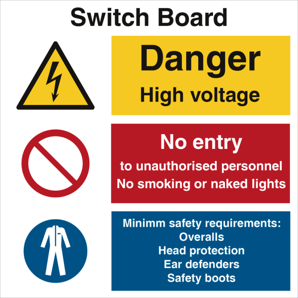 Switch gear - Danger High voltage - IMO Combi sign - IMPA 333127