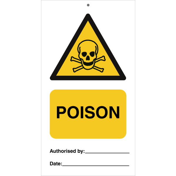 Tie tag - Poison - 140 x 75 mm, 0,2 mm rigid plast, förp. om 10 st