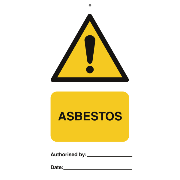 Tie tag - Asbestos - 140 x 75 mm, 0,2 mm rigid plast, förp. om 10 st
