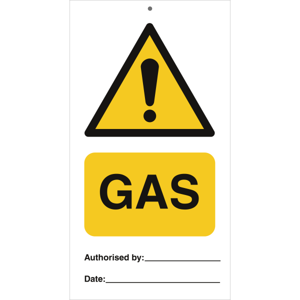 Tie tag - GAS - 140 x 75 mm, 0,2 mm rigid plast, förp. om 10 st