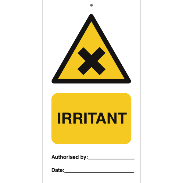 Tie tag - Irritant - 140 x 75 mm, 0,2 mm rigid plast, förp. om 10 st