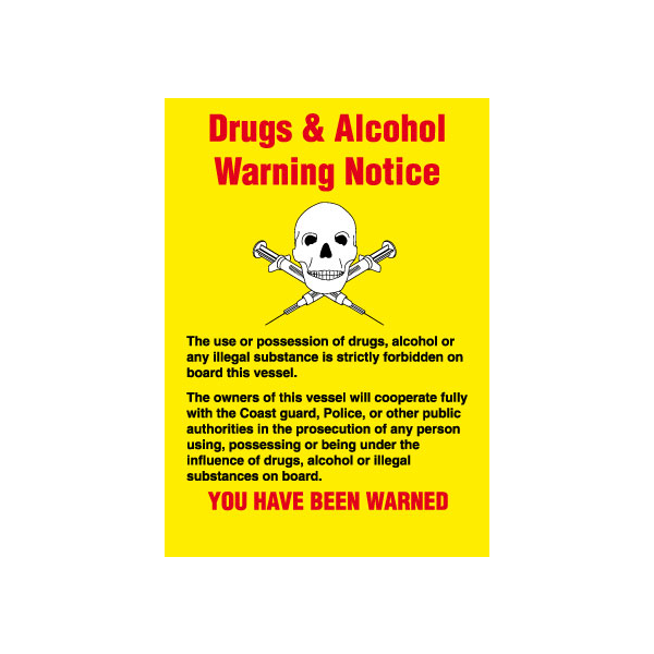 Drugs & Alcohol Warning A5 - 210 x 148 mm